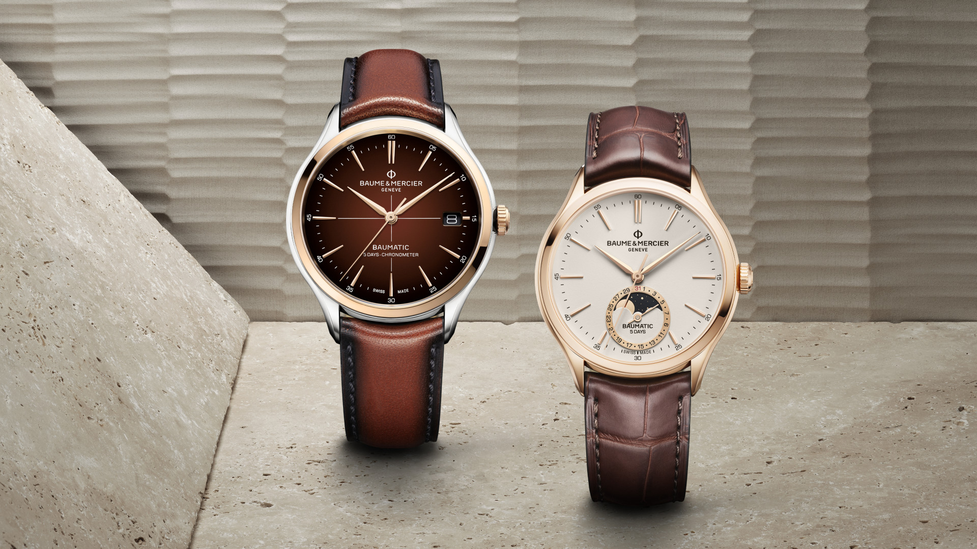 New Baume & Mercier Clifton dressed in gold tones