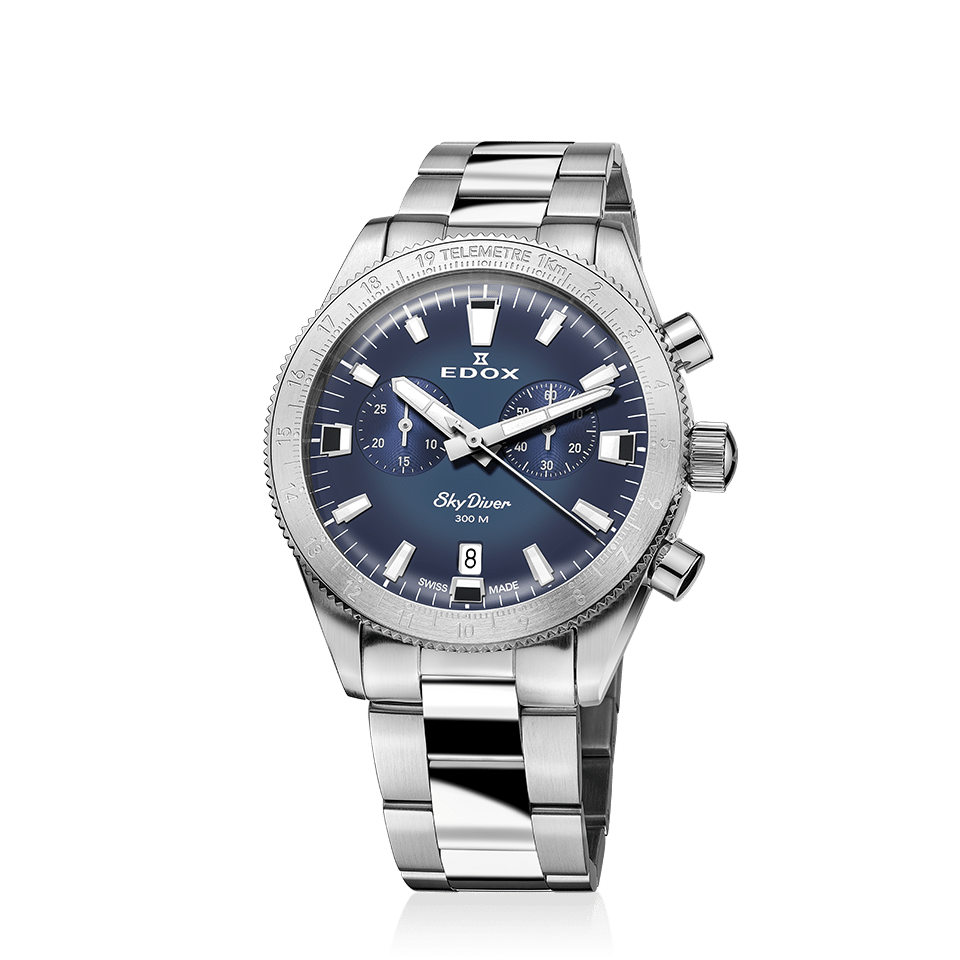 Edox Skydiver Chronograph with blue dial