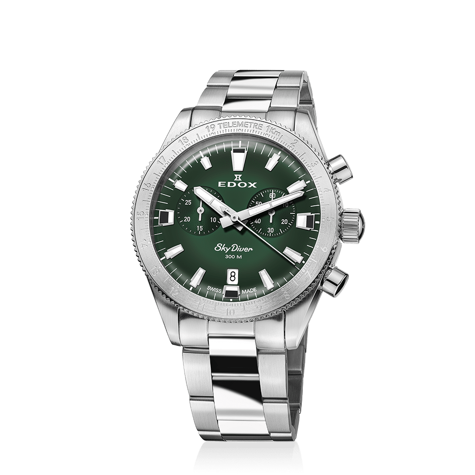 Edox Skydiver Chronograph with green dial