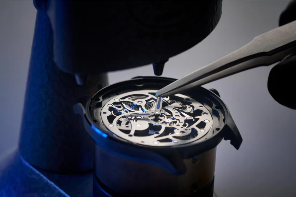 Piaget Polo Ceramic G0A49011 watch being put together by a master watchmaker