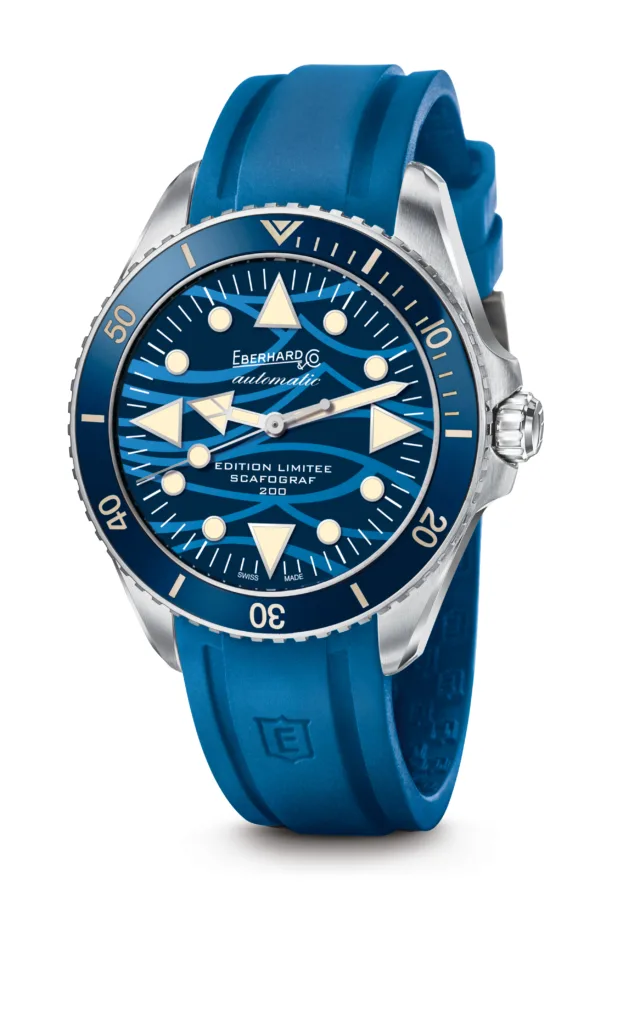 Ebehard Scafograf 200 Édition Limitée Onde Bleue” product image with rubber strap