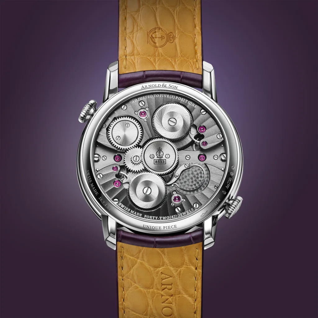 Arnold & SonDouble Tourbillon WG Charoite Edition case back