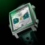 TAG Heuer Monaco Racing Green CAW218E.FC6565 watch viewed from bottom right