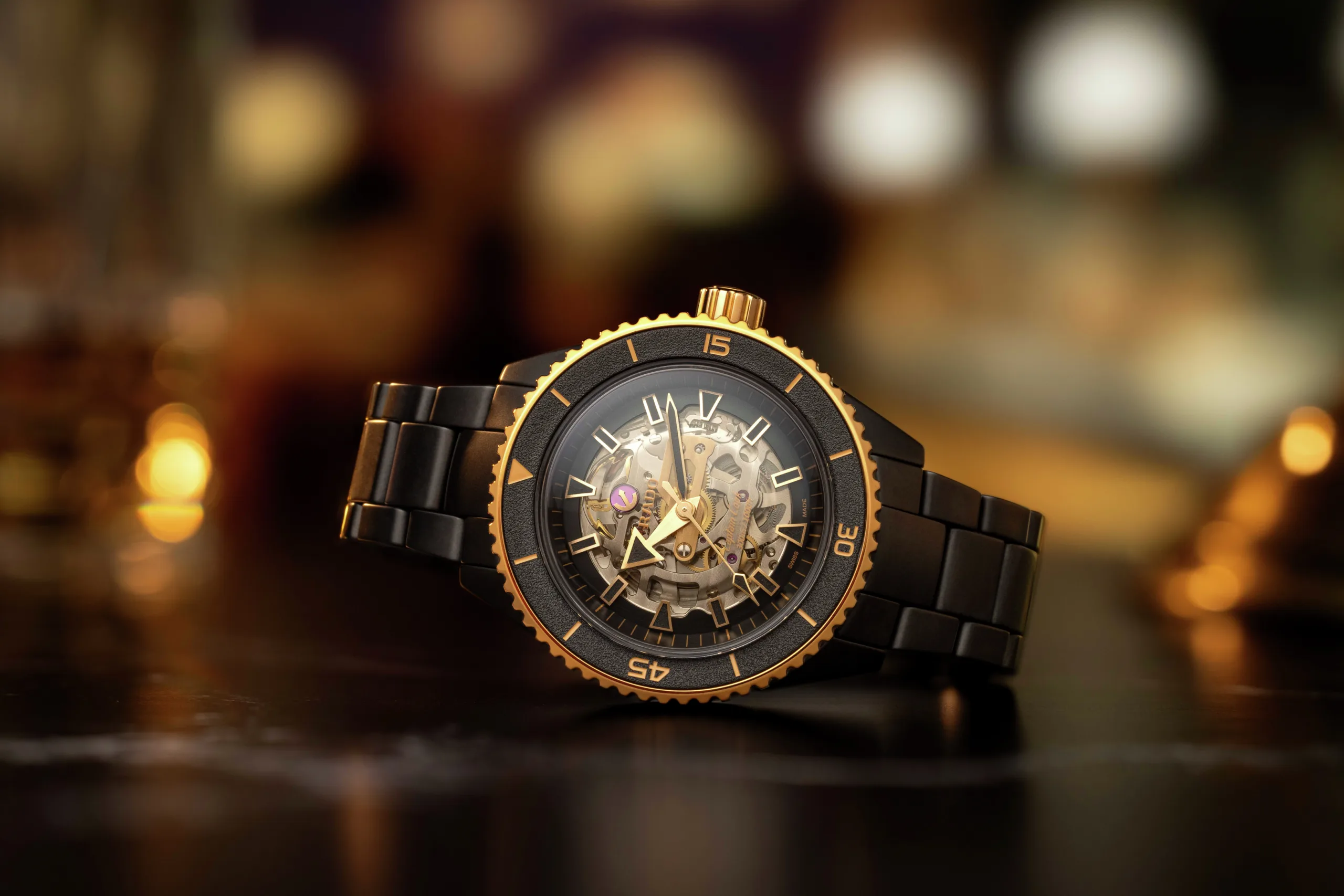 Rado Expands the Captain Cook Collection with New Black and Gold Skeleton Edition