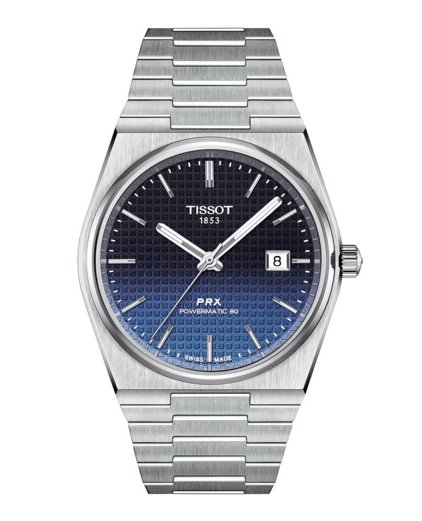 Tissot PRX Powermetic 80 Watch with gradient blue dial