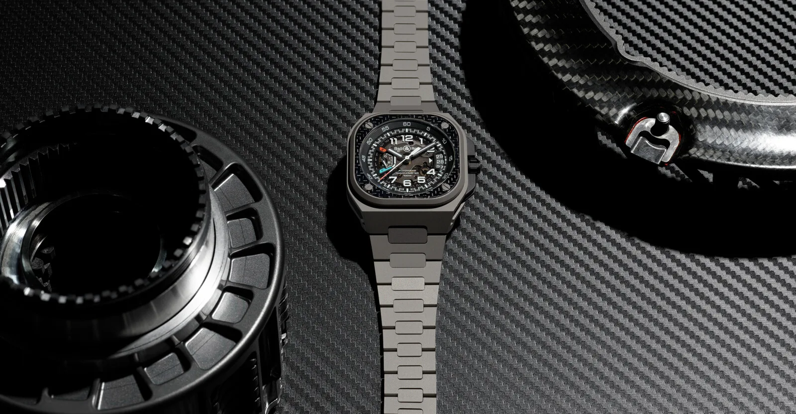 Bell & Ross Br-X5 watch on carbon fibre background