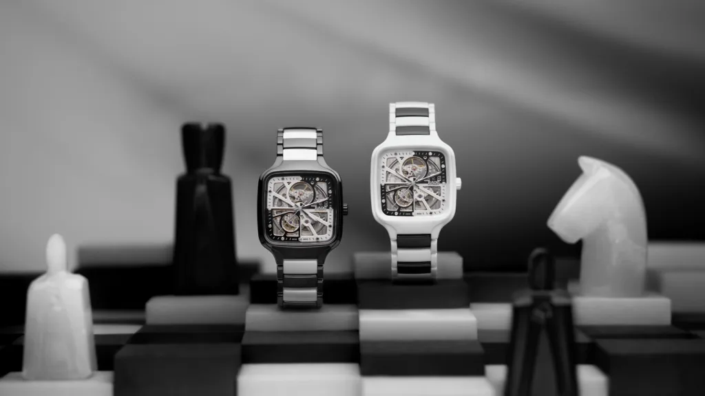 Rado Black & White Skeleton Watches on chess board