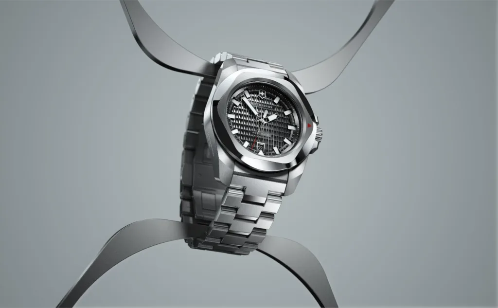 Victorinox I.N.O.X. watch, artistic image, suspended