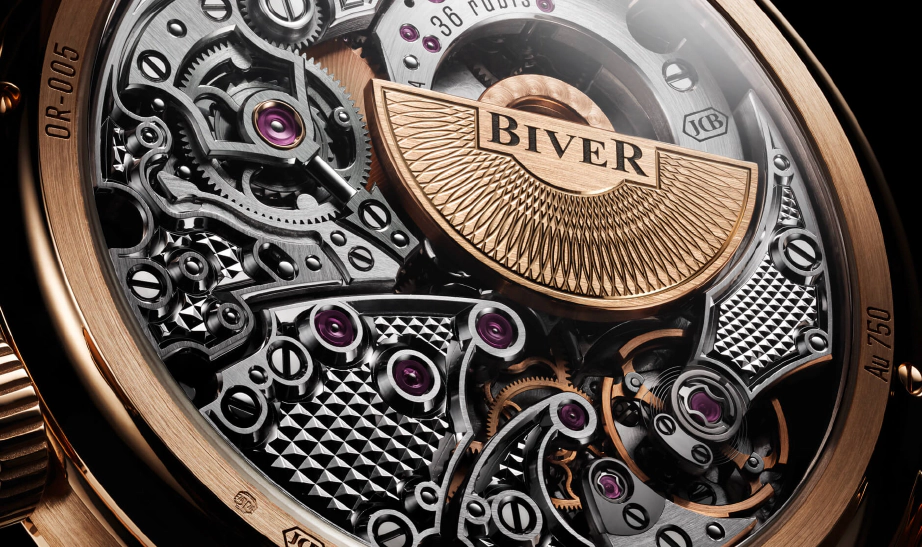 Biver Automatique watch case back with exposed movement