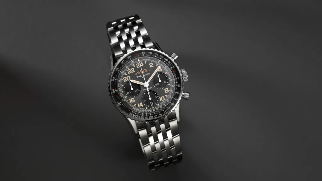 Breitling Navitimer Cosmonaute Japan Limited Edition PB02302A1B1A still-life shot against dark background