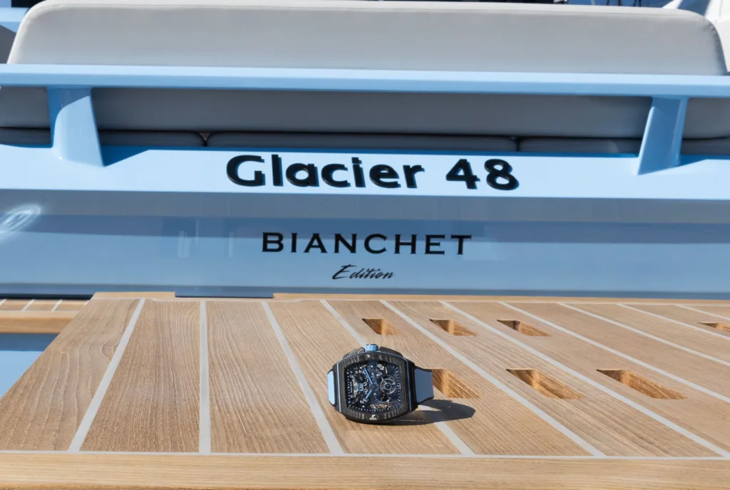 Bianchet Sport Tourbillon on the deck of a Glacier 48 yacht