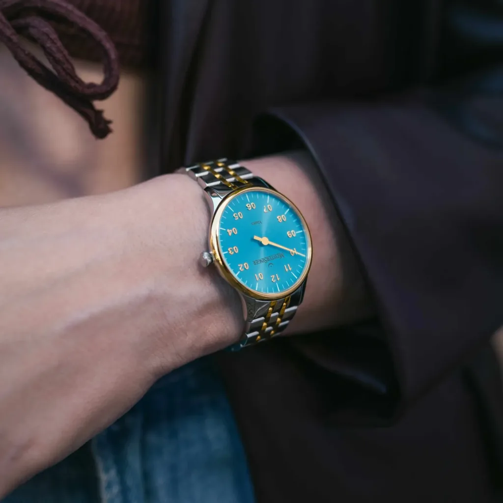 MeisterSinger Yaaraa women's watch worn on the wrist