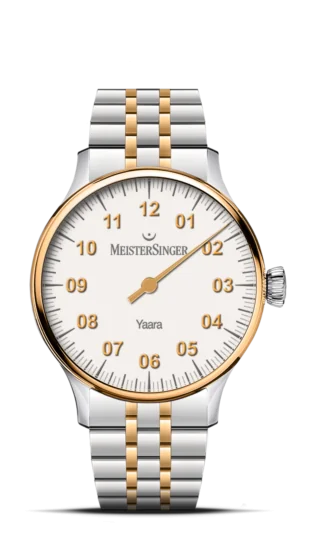 meistersinger yaraa watch in bicolor with white dial, product image