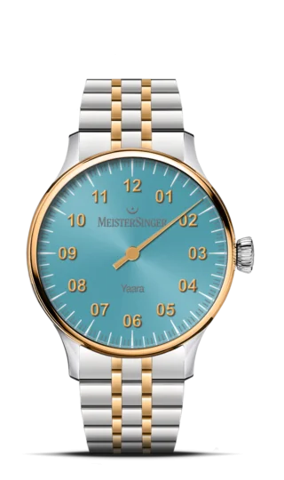 meistersinger yaraa watch in bicolor with ice blue dial, product image