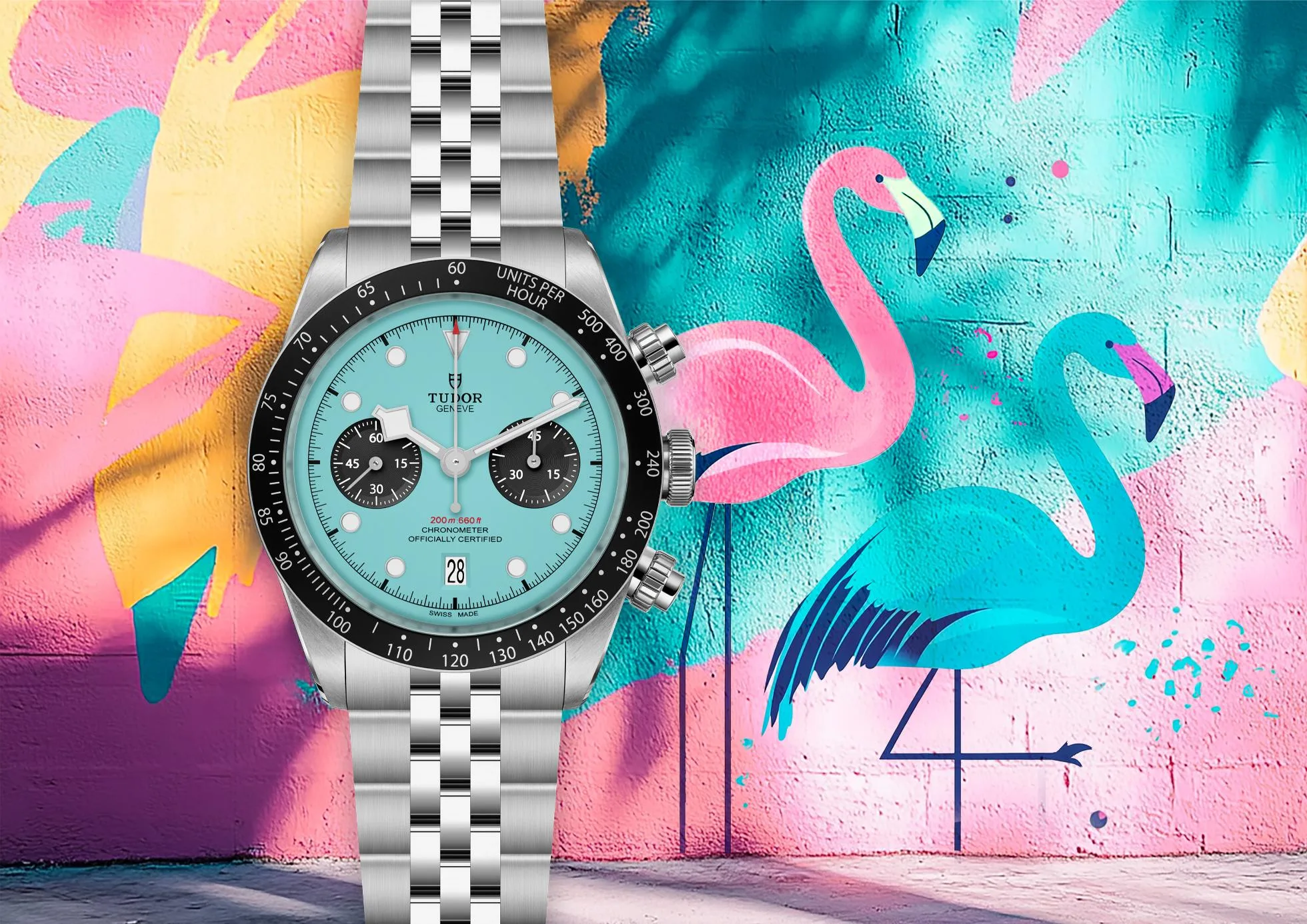 Tudor Black Bay Chrono Flamingo Blue: A Vibrant New Color (M79360N-0024)